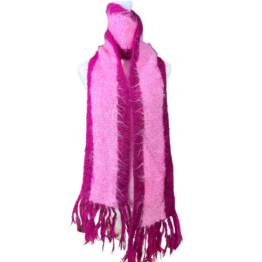 Bloomingdale's Mohair Contrast Pink Scarf
